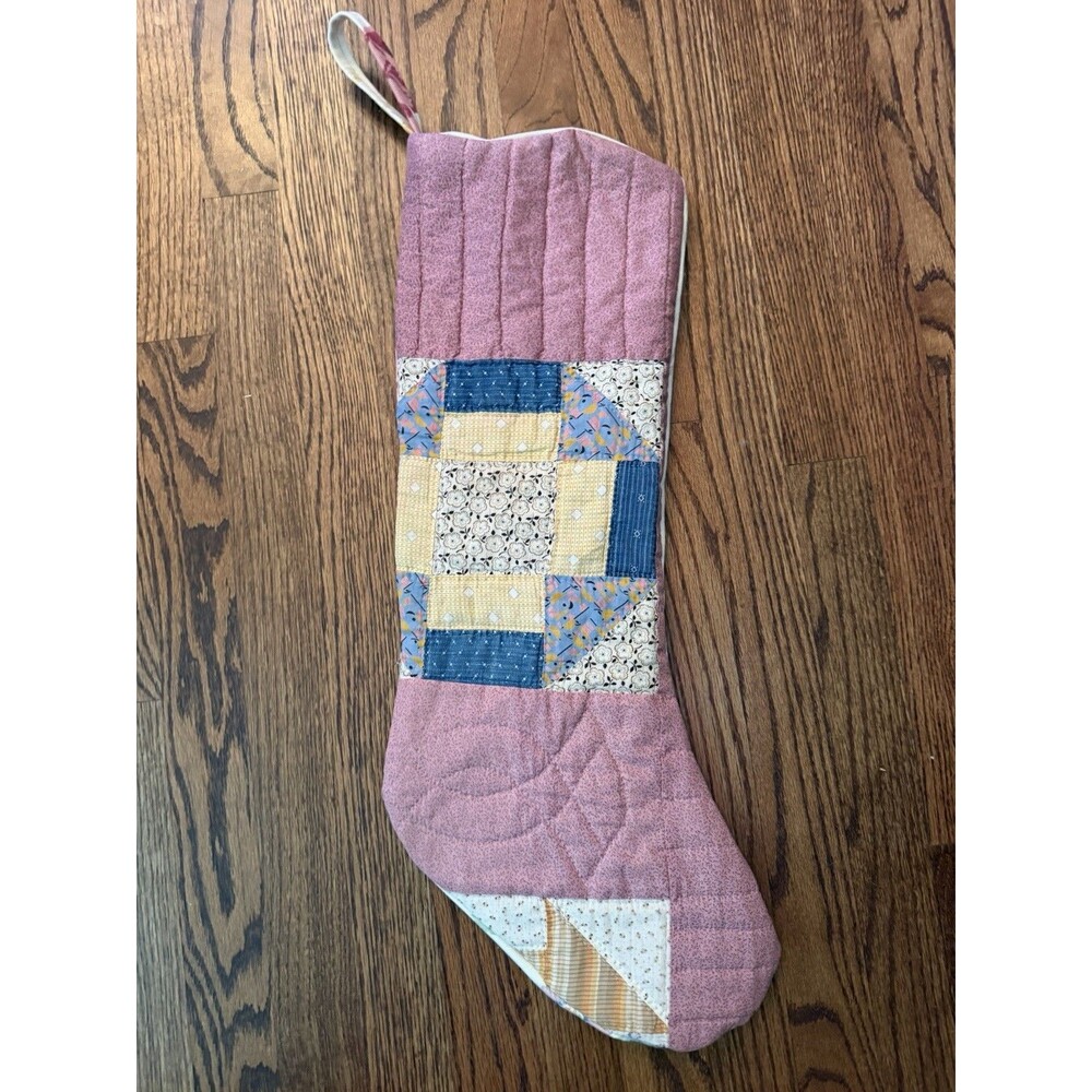 Vintage Quilt Christmas Stocking Set Extra Long 25” Floral Cottagecore Victorian - Picture 10 of 13